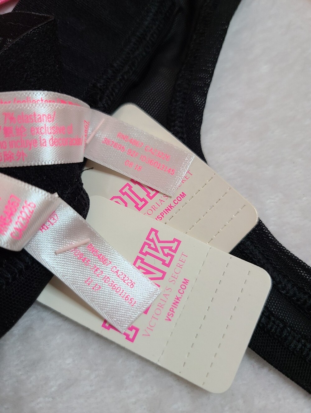 Retired VS PINK 2pk Soft Velvet Logo Band Full Cut Thong Panties Size M - Picture 5 of 5